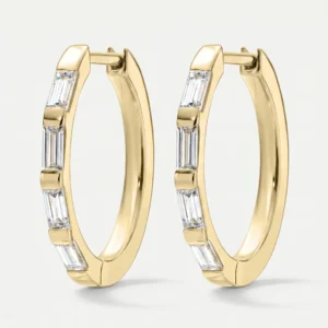 Diamond Baguette Hoop Earrings