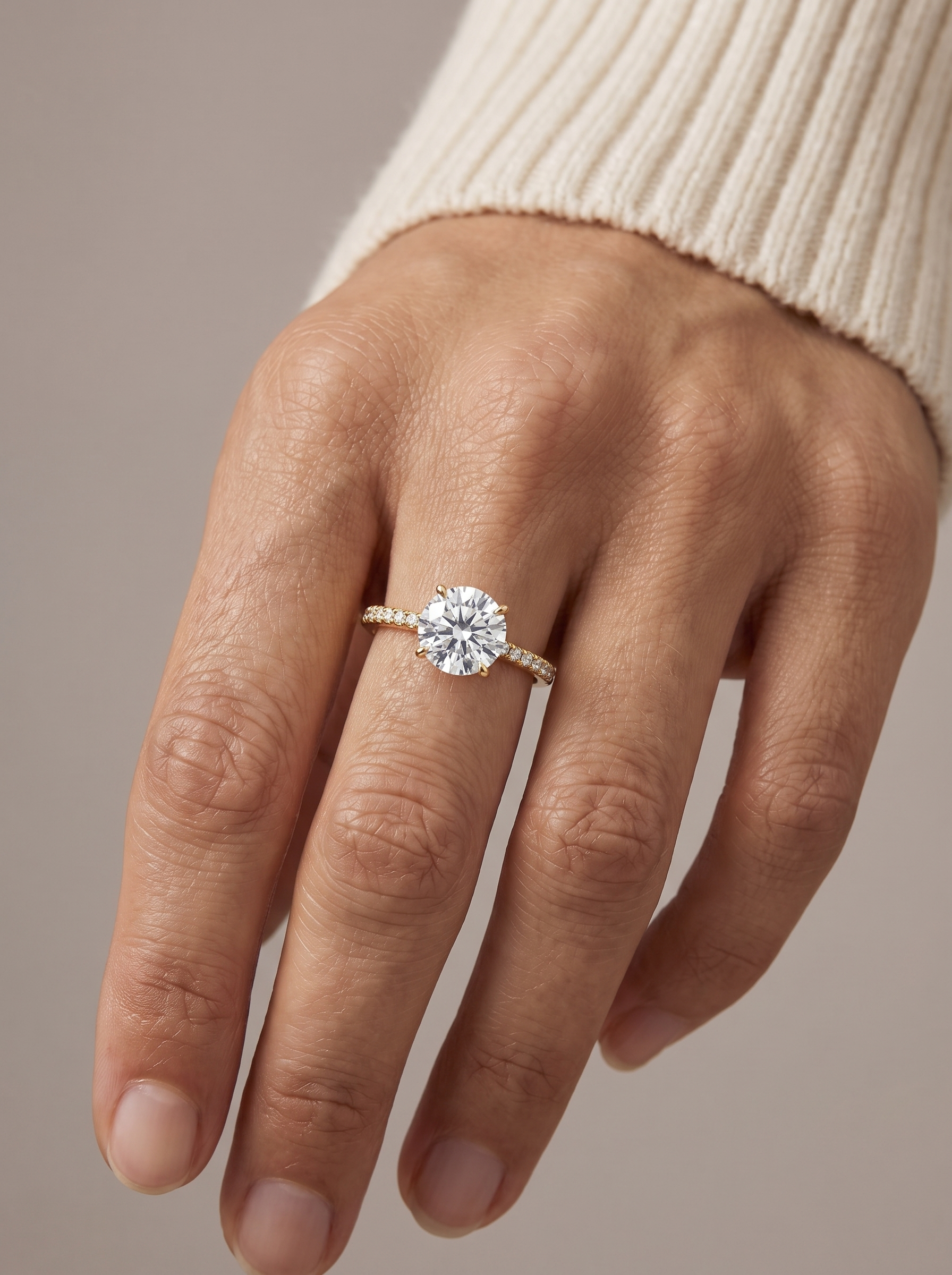 Pavé Solitaire Diamond Ring - Image 2