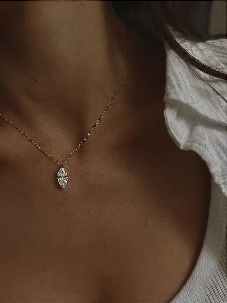 Marquise Solitaire Pendant Necklace - Image 3