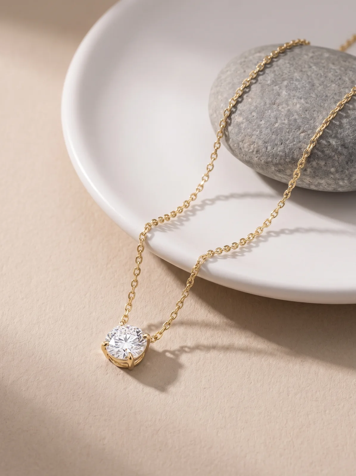 Round Solitaire Pendant Necklace - Image 3