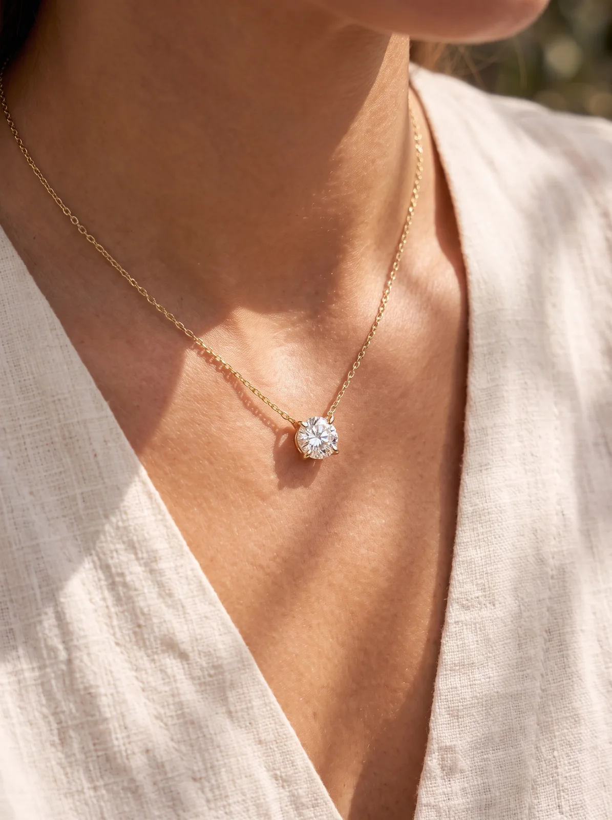 Round Solitaire Pendant Necklace - Image 4