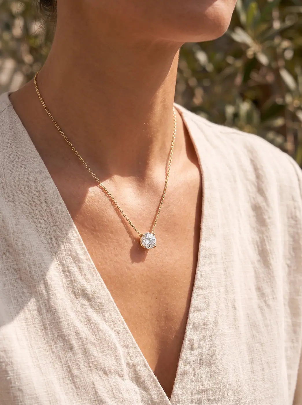 Round Solitaire Pendant Necklace - Image 5