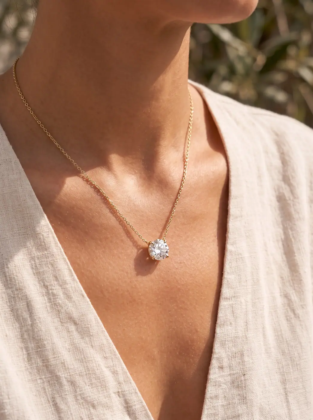 Round Solitaire Pendant Necklace - Image 6