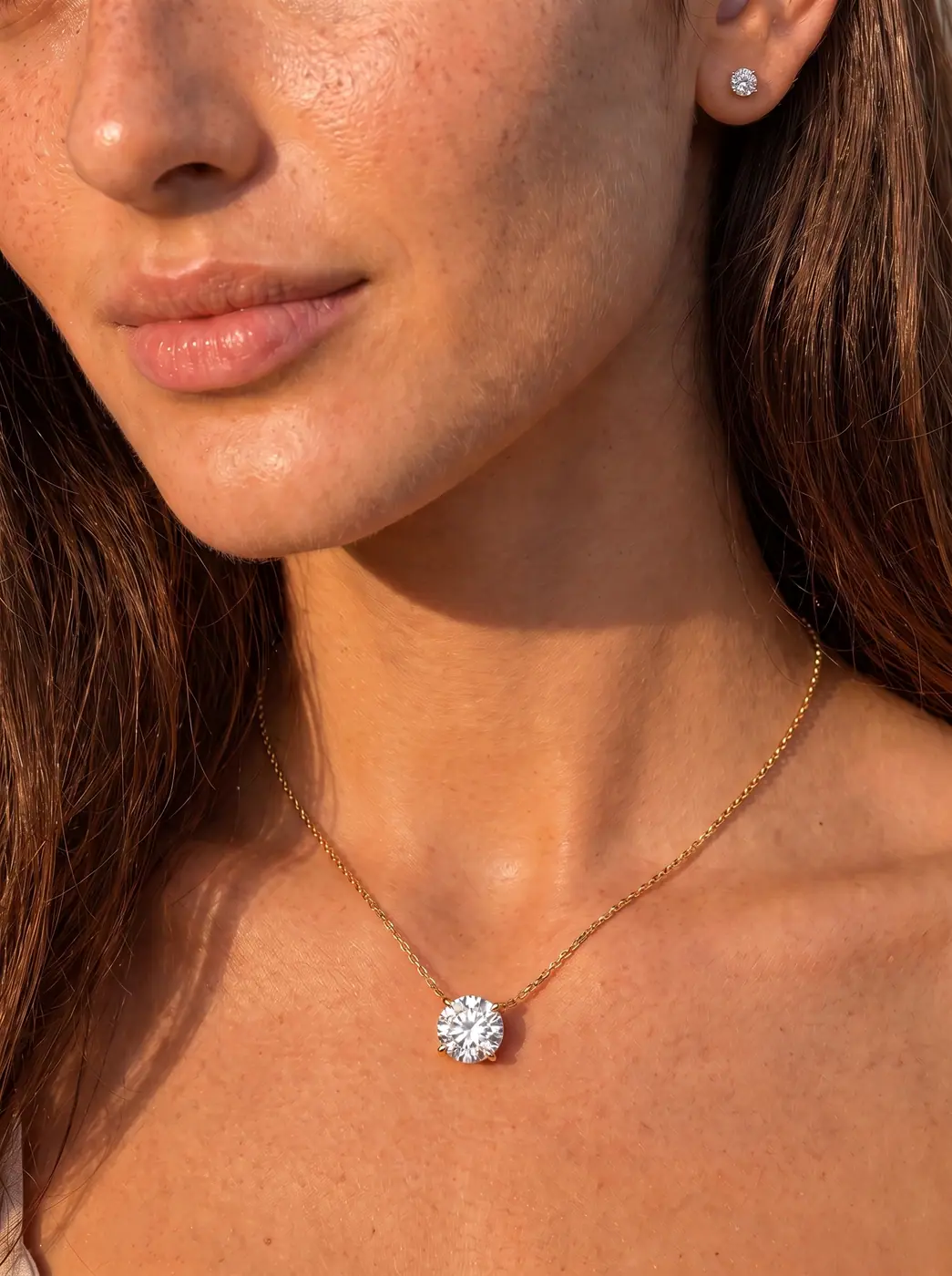 Round Solitaire Pendant Necklace - Image 7