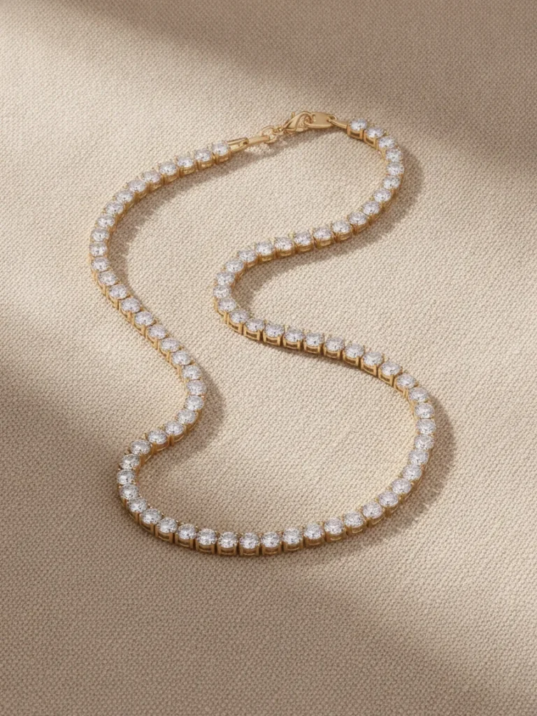 Diamond Tennis Necklace – Warm linen