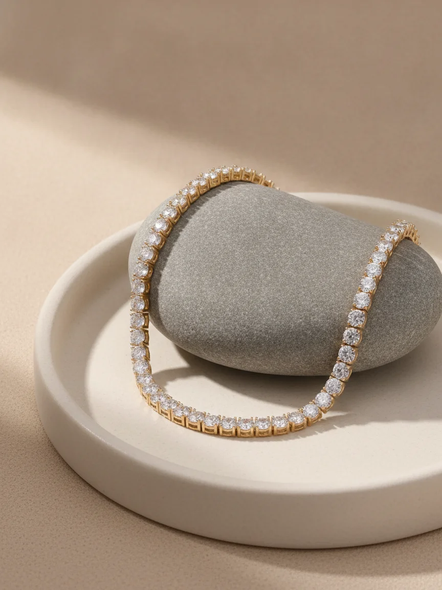 Diamond Tennis Necklace – Natural stone