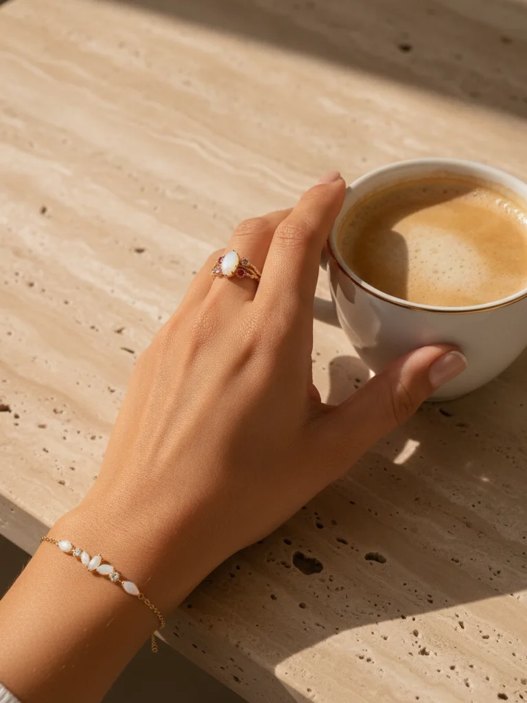 Marquise Cluster Milk Bracelet – On hand / coffee