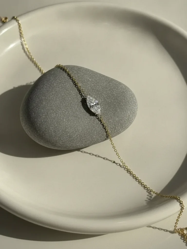 Marquise Solitaire Chain Bracelet – Natural stone