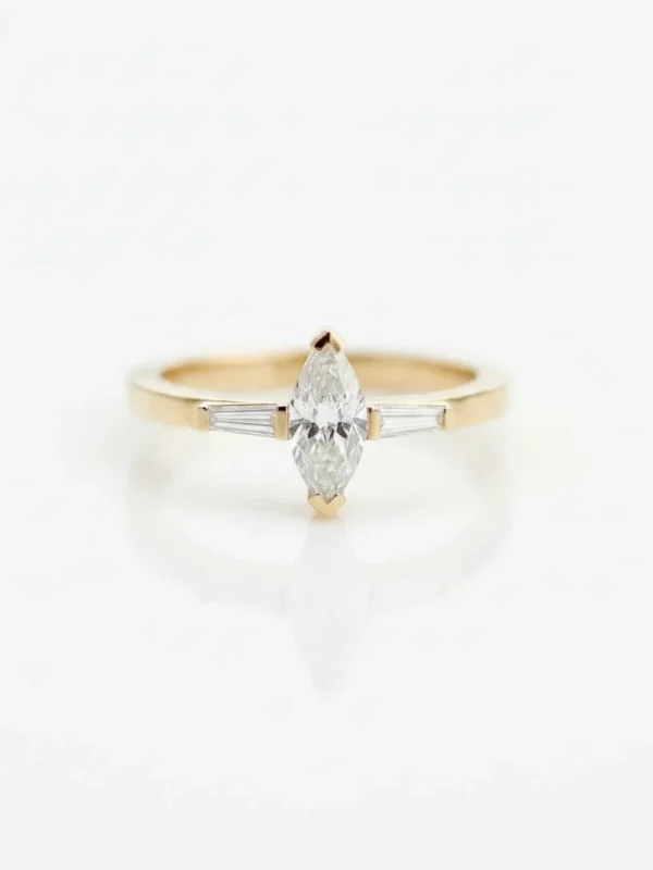 Marquise Solitaire with Tapered Baguettes – Studio white