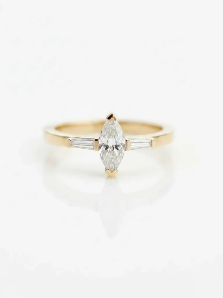 Marquise Solitaire with Tapered Baguettes – Studio white