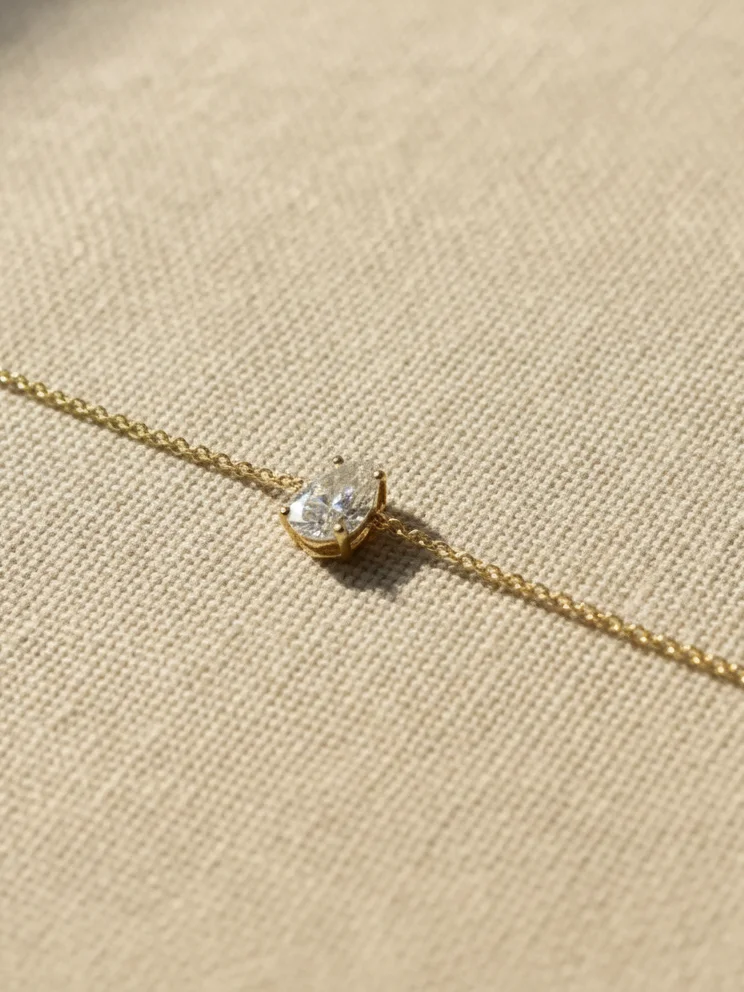 Pear Solitaire Chain Bracelet – Custom