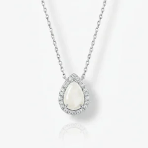 Pear Halo Pendant Necklace – Studio white