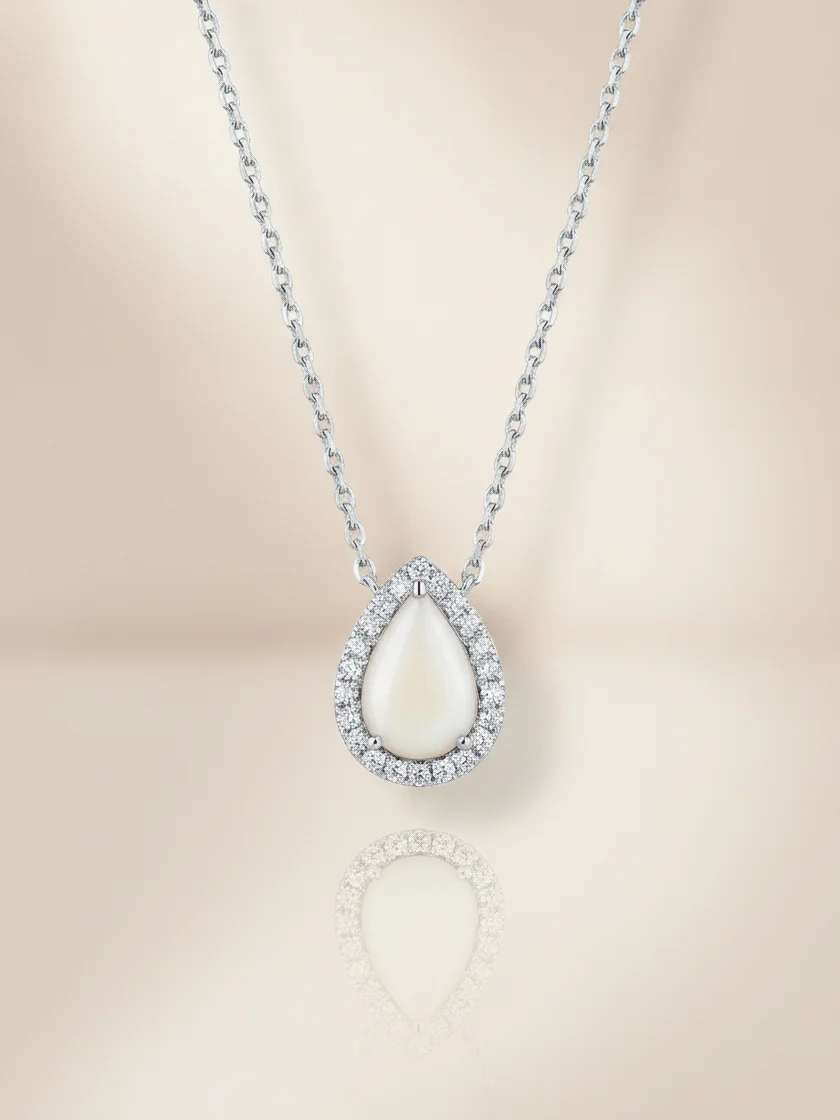 Pink Pear Halo Pendant Necklace (Copy) – Custom
